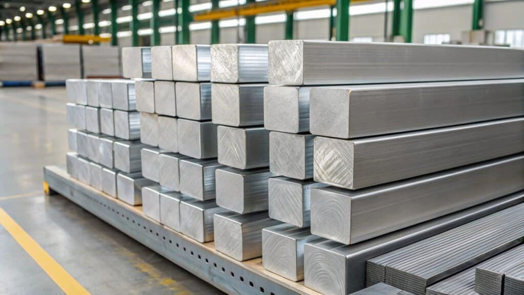 A flowchart illustrating the production of aluminum, from bauxite mining to the production of refined alumina, then pure aluminum, and finally to alloying.